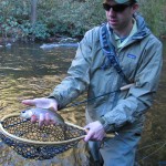 Abrams Creek fy fisher with rainbow trout